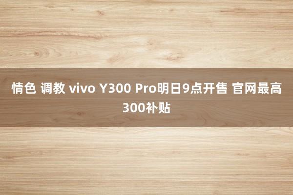 情色 调教 vivo Y300 Pro明日9点开售 官网最高300补贴