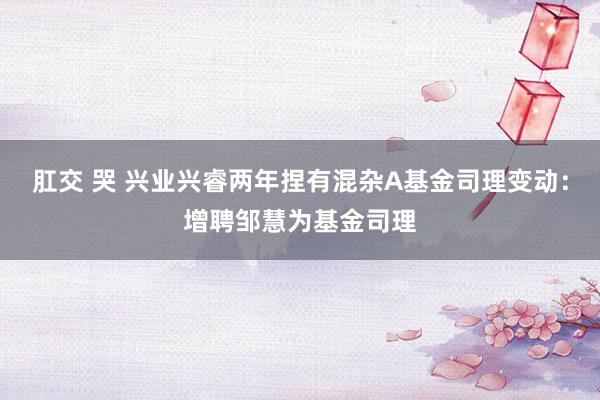 肛交 哭 兴业兴睿两年捏有混杂A基金司理变动：增聘邹慧为基金司理