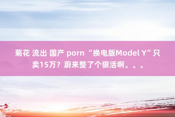 菊花 流出 国产 porn “换电版Model Y”只卖15万？蔚来整了个狠活啊。。。