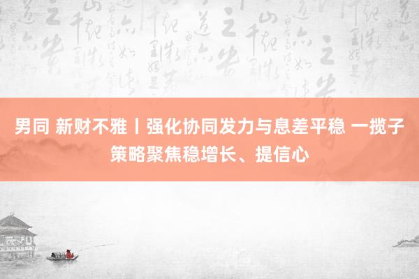 男同 新财不雅丨强化协同发力与息差平稳 一揽子策略聚焦稳增长、提信心