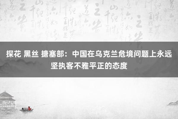 探花 黑丝 搪塞部：中国在乌克兰危境问题上永远坚执客不雅平正的态度