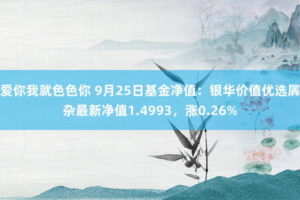 爱你我就色色你 9月25日基金净值：银华价值优选羼杂最新净值1.4993，涨0.26%