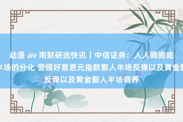 动漫 av 南财研选快讯｜中信证券：人人阛阓或将履历凹凸半场的分化 警惕好意思元指数鄙人半场反弹以及黄金鄙人半场调养