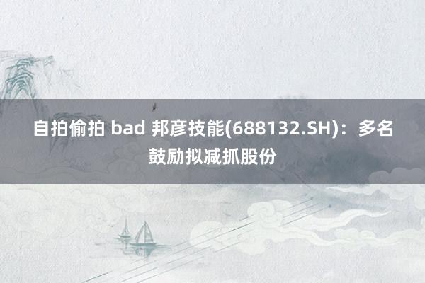 自拍偷拍 bad 邦彦技能(688132.SH)：多名鼓励拟减抓股份