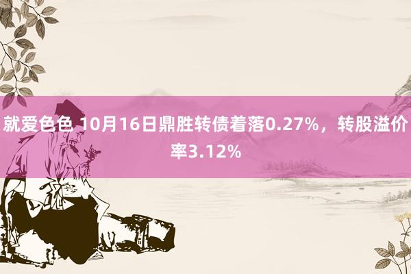 就爱色色 10月16日鼎胜转债着落0.27%，转股溢价率3.12%