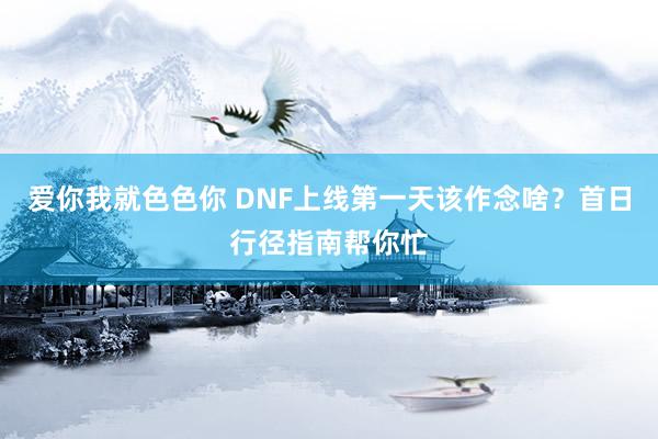 爱你我就色色你 DNF上线第一天该作念啥？首日行径指南帮你忙