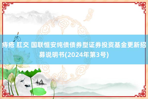 痔疮 肛交 国联恒安纯债债券型证券投资基金更新招募说明书(2024年第3号)