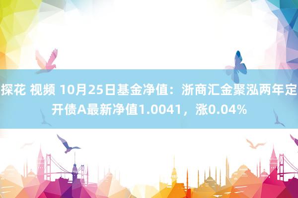 探花 视频 10月25日基金净值：浙商汇金聚泓两年定开债A最新净值1.0041，涨0.04%