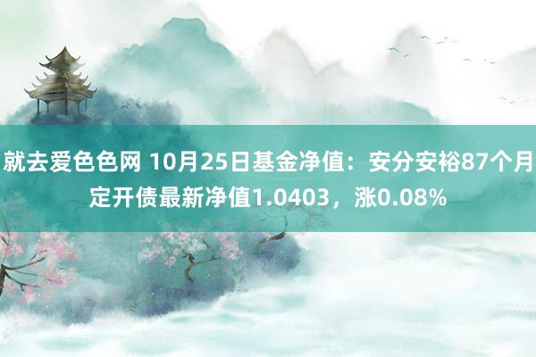 就去爱色色网 10月25日基金净值：安分安裕87个月定开债最新净值1.0403，涨0.08%