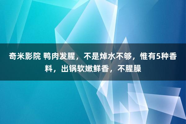 奇米影院 鸭肉发腥，不是焯水不够，惟有5种香料，出锅软嫩鲜香，不腥臊