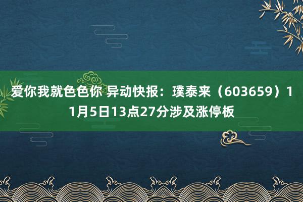 爱你我就色色你 异动快报：璞泰来（603659）11月5日13点27分涉及涨停板