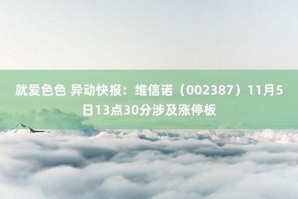 就爱色色 异动快报：维信诺（002387）11月5日13点30分涉及涨停板