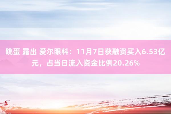 跳蛋 露出 爱尔眼科：11月7日获融资买入6.53亿元，占当日流入资金比例20.26%