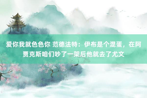 爱你我就色色你 范德法特：伊布是个混蛋，在阿贾克斯咱们吵了一架后他就去了尤文