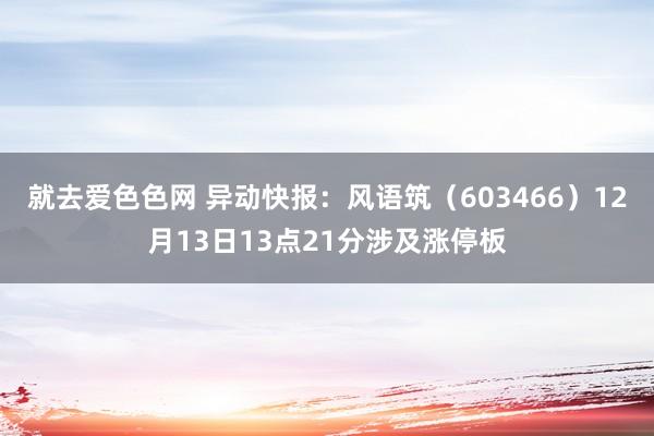 就去爱色色网 异动快报：风语筑（603466）12月13日13点21分涉及涨停板