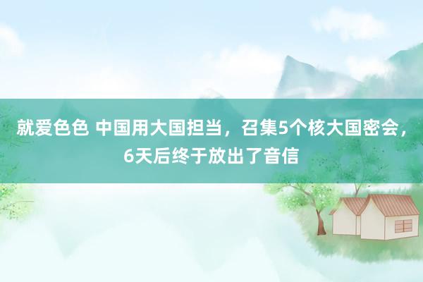 就爱色色 中国用大国担当，召集5个核大国密会，6天后终于放出了音信