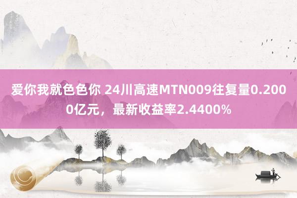 爱你我就色色你 24川高速MTN009往复量0.2000亿元，最新收益率2.4400%