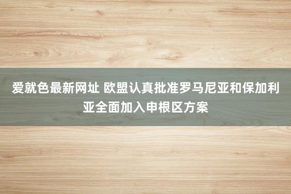 爱就色最新网址 欧盟认真批准罗马尼亚和保加利亚全面加入申根区方案