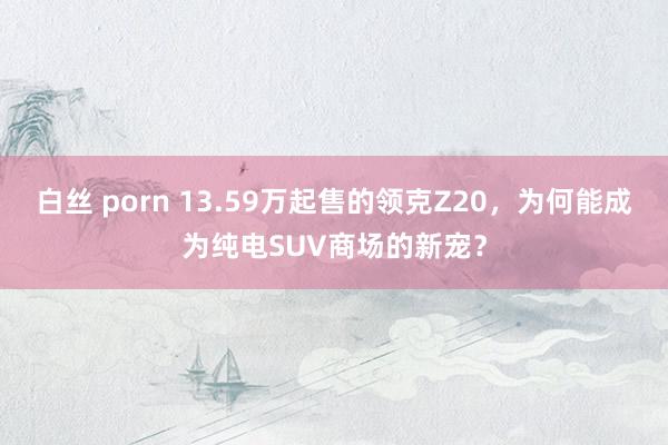 白丝 porn 13.59万起售的领克Z20，为何能成为纯电SUV商场的新宠？