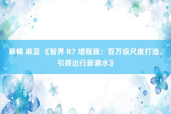 蘇暢 麻豆 《智界 R7 增程版：百万级尺度打造，引颈出行新潮水》