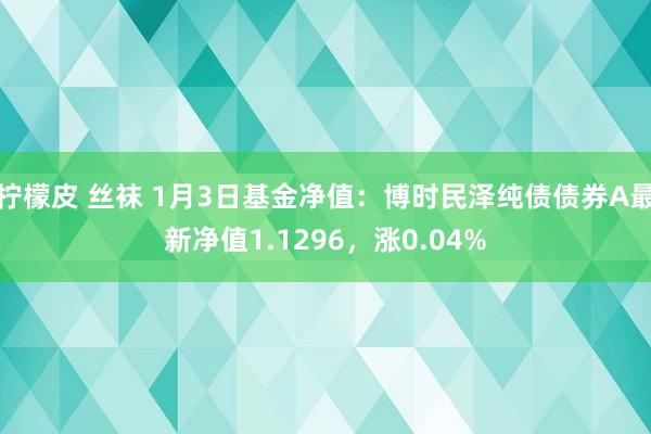 柠檬皮 丝袜 1月3日基金净值：博时民泽纯债债券A最新净值1.1296，涨0.04%