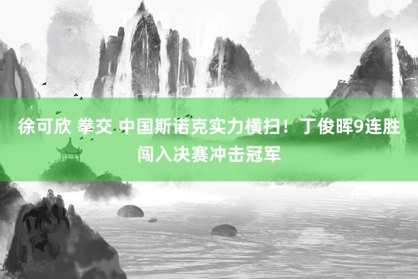 徐可欣 拳交 中国斯诺克实力横扫！丁俊晖9连胜闯入决赛冲击冠军