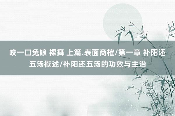 咬一口兔娘 裸舞 上篇.表面商榷/第一章 补阳还五汤概述/补阳还五汤的功效与主治