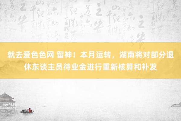 就去爱色色网 留神！本月运转，湖南将对部分退休东谈主员待业金进行重新核算和补发